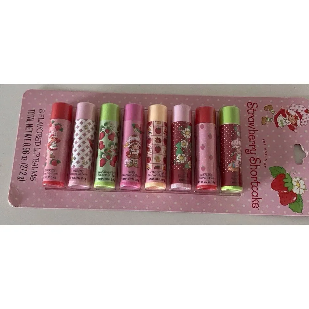 8 Pack Strawberry Shortcake Flavored Lip Balms Lemon Meringue Cake‎ Batter NEW